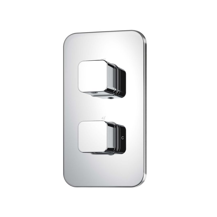 Galway Premium Chrome Square Thermostatic Shower Valve - 1 Outlet