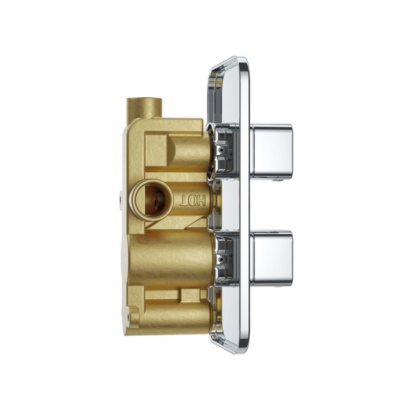 Galway Premium Chrome Square Thermostatic Shower Valve - 1 Outlet
