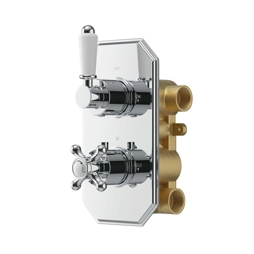 Shannon Premium Chrome Traditional Thermostatic Shower Valve - 2 Outlets