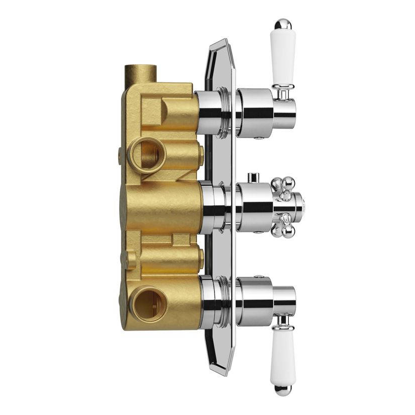 Shannon Premium Chrome Traditional Thermostatic Shower Valve - 3 Outlets