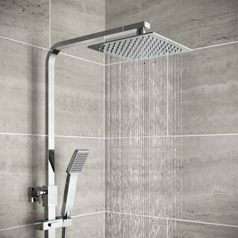Galway Square Chrome Thermostatic Bath Filler Shower Set
