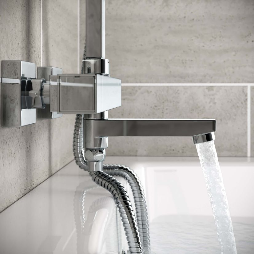 Galway Square Chrome Thermostatic Bath Filler Shower Set