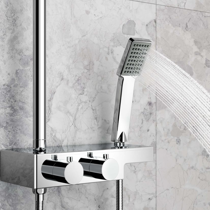 Navan Cool Touch Square Thermostatic Shower with Large 250mm Head