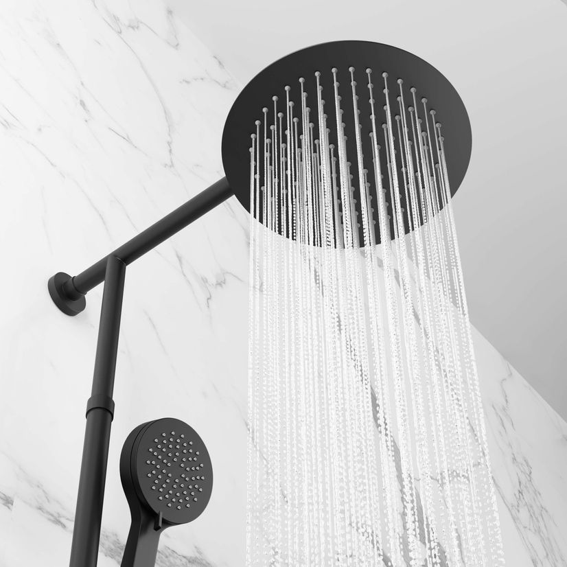 Ballina Premium Cool Touch Matt Black Round Thermostatic Shower with Large 250mm Head