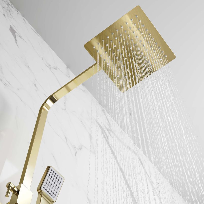 Galway Premium Brushed Brass Square Thermostatic Shower Set