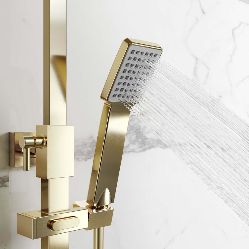 Galway Premium Brushed Brass Square Thermostatic Shower Set