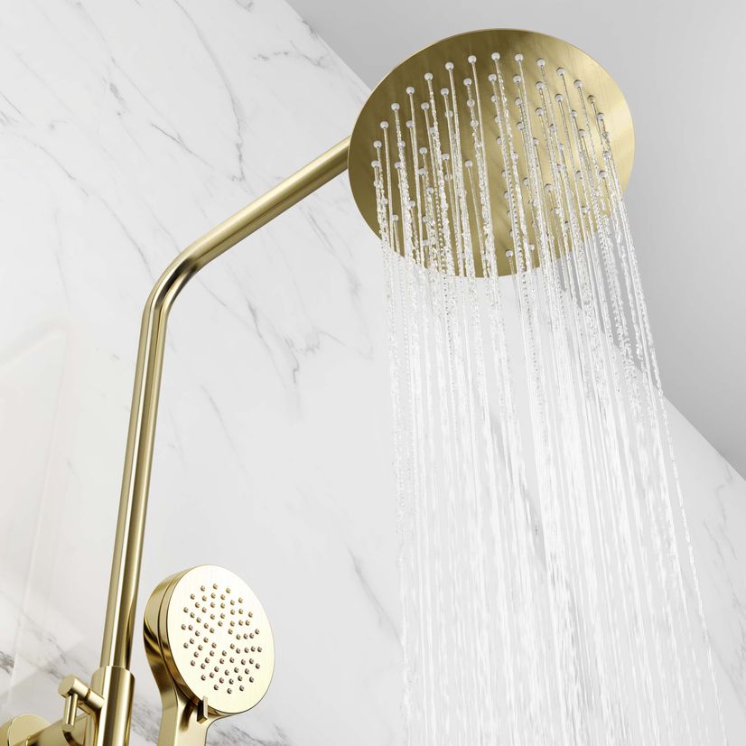 Ballina Premium Brushed Brass Round Thermostatic Shower