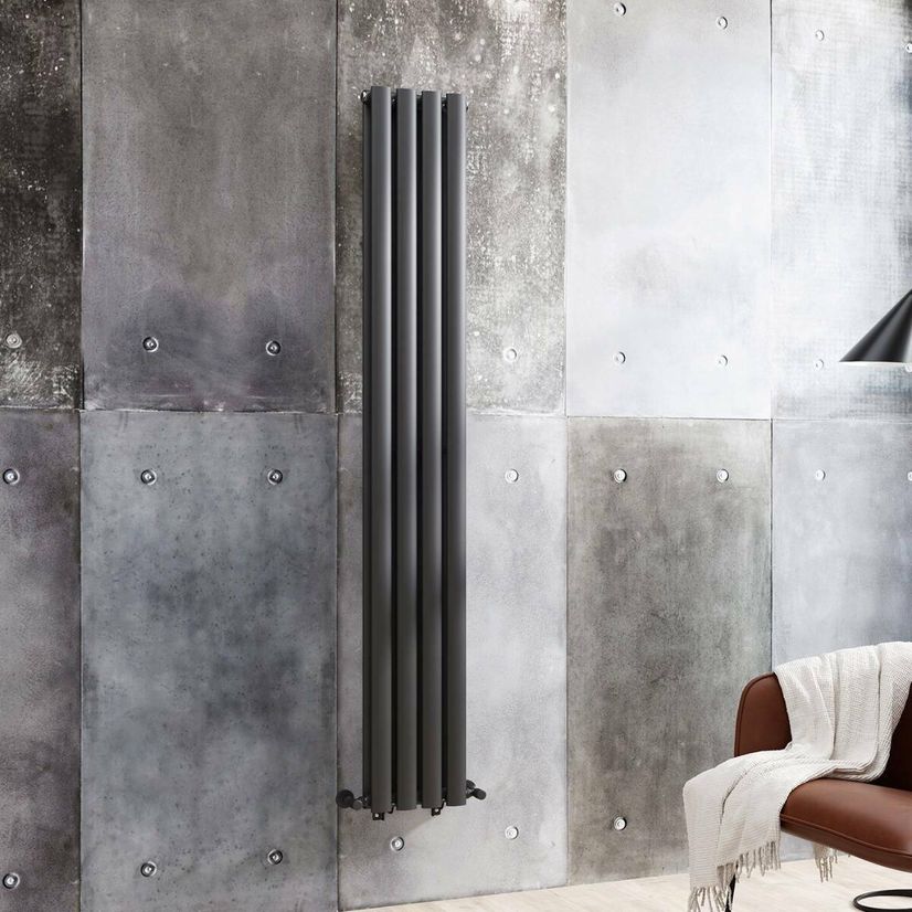 Marbella Anthracite Double Oval Panel Radiator 1600x240mm