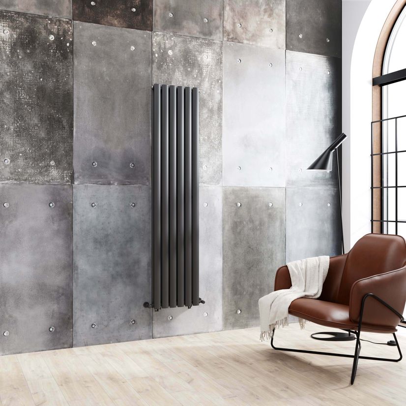 Marbella Anthracite Double Oval Panel Radiator 1600x360mm