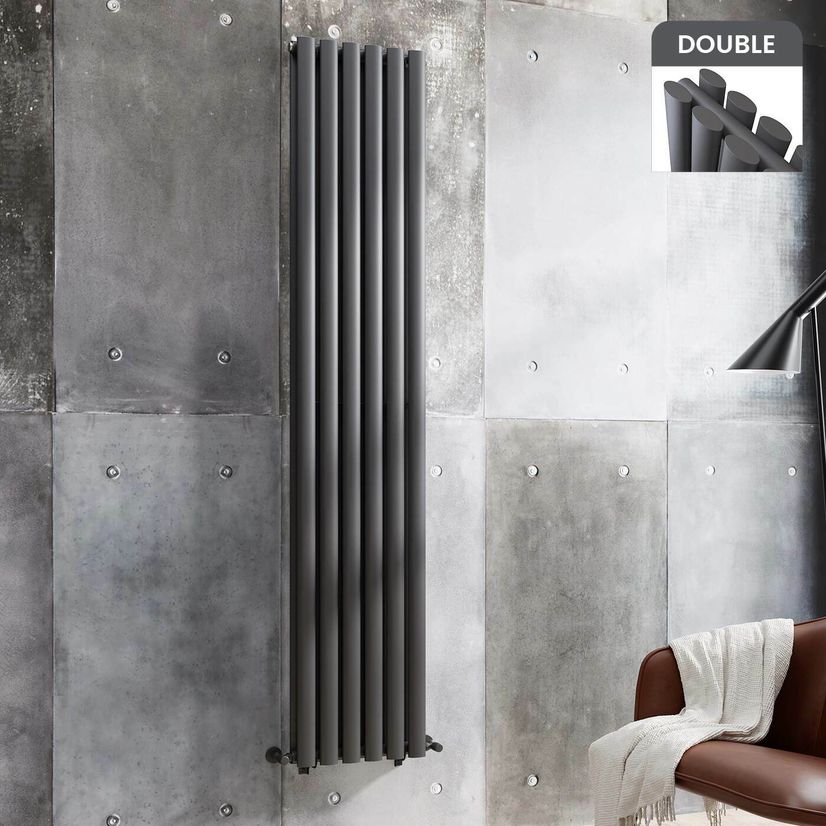 Marbella Anthracite Double Oval Panel Radiator 1800x360mm