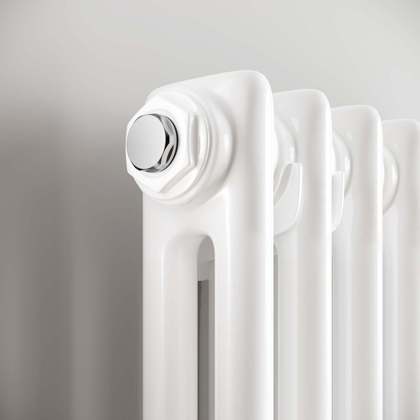 Athens White Double Column Vertical Traditional Radiator 1500x380mm