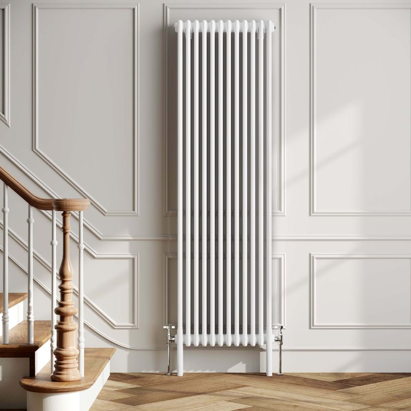Athens White Double Column Vertical Traditional Radiator 1800x560mm