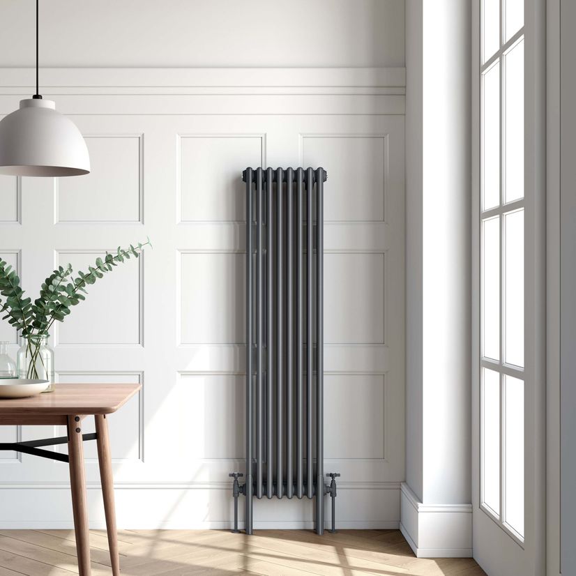 Athens Anthracite Triple Column Vertical Traditional Radiator 1500x380mm