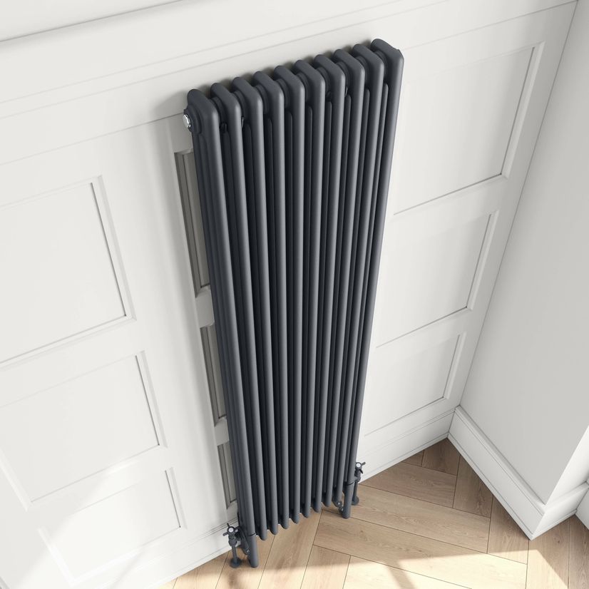 Athens Anthracite Triple Column Vertical Traditional Radiator 1800x470mm