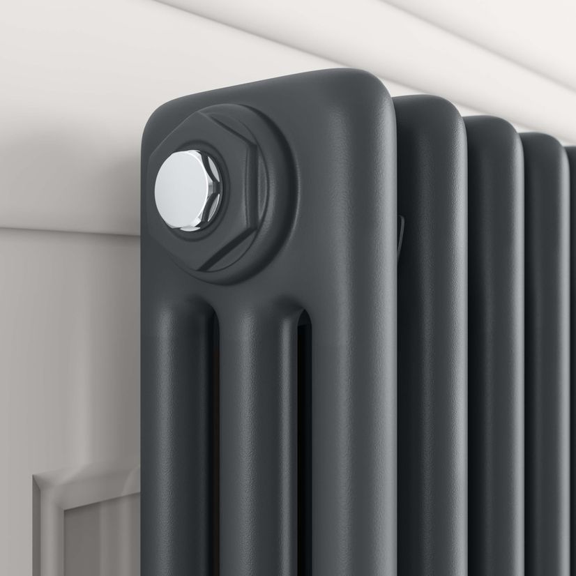 Athens Anthracite Triple Column Vertical Traditional Radiator 1800x560mm