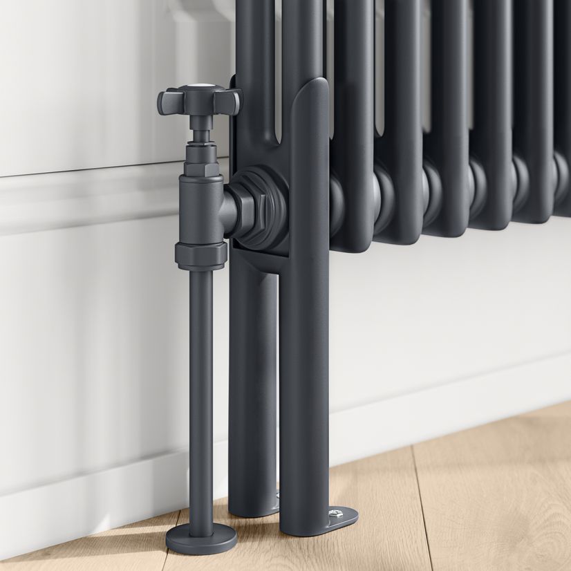 Athens Anthracite Double Column Vertical Traditional Radiator 1500x290mm
