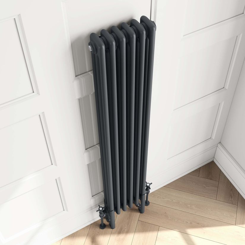 Athens Anthracite Triple Column Vertical Traditional Radiator 1500x290mm