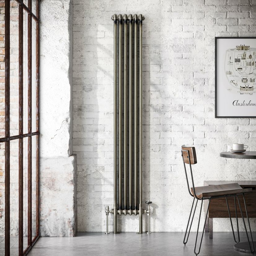 Athens Raw Metal Double Column Vertical Traditional Radiator 1800x290mm