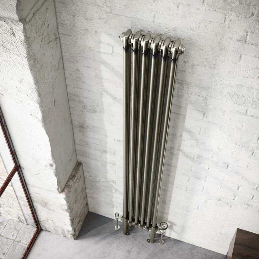 Athens Raw Metal Double Column Vertical Traditional Radiator 1800x290mm