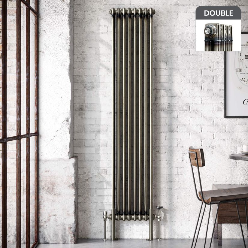 Athens Raw Metal Double Column Vertical Traditional Radiator 1800x380mm