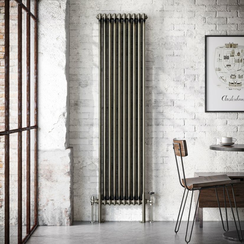 Athens Raw Metal Double Column Vertical Traditional Radiator 1800x470mm