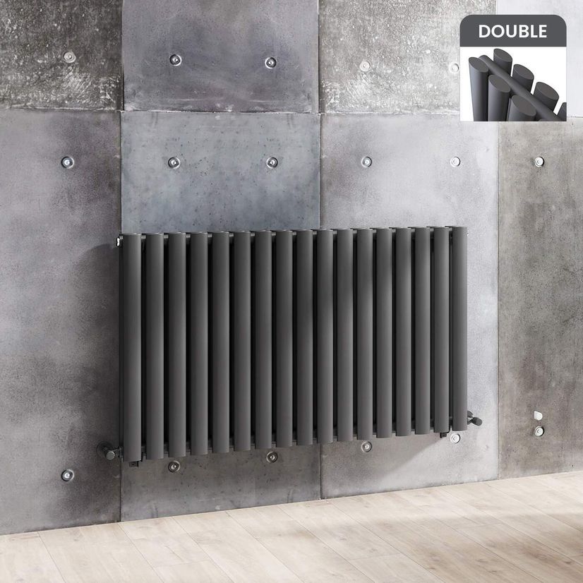 Marbella Anthracite Double Oval Panel Radiator 600x1020mm