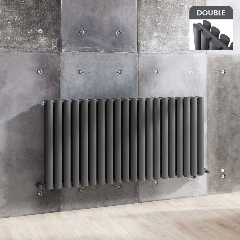 Marbella Anthracite Double Oval Panel Radiator 600x1200mm