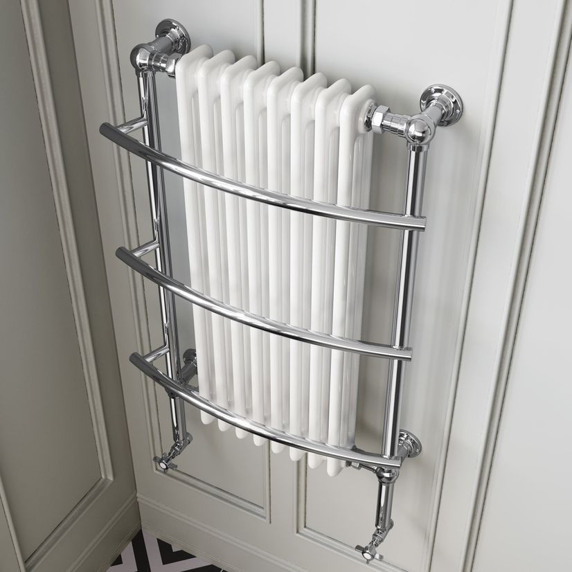 Gibraltar Wall Hung Extra Large White Traditional Heated Towel Radiator (With Overhanging Rail)