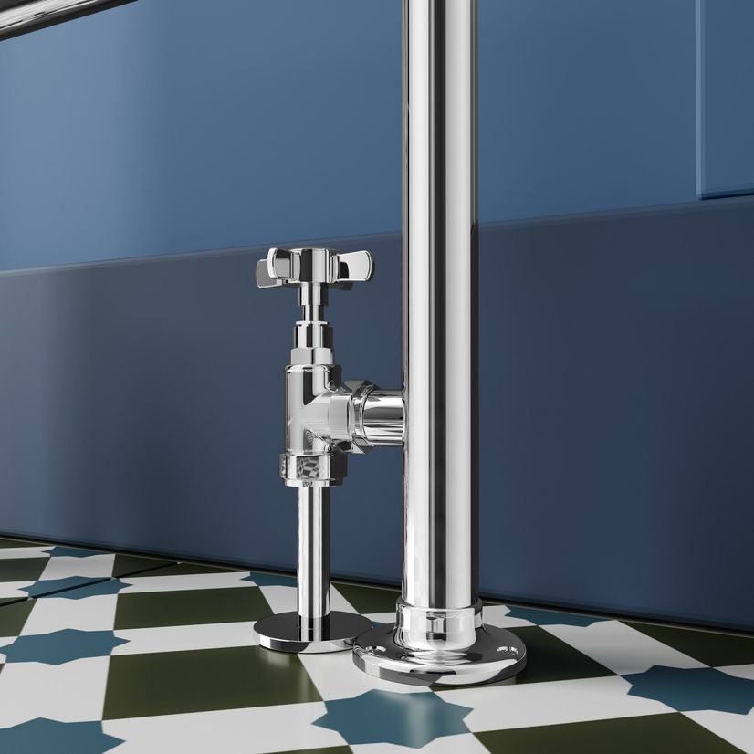 Gibraltar Floor Standing Traditional Chrome Heated Towel Rail 915x535mm