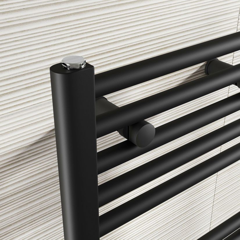 Naples Premium Matt Black Straight Heated Towel Rail 1600x450mm