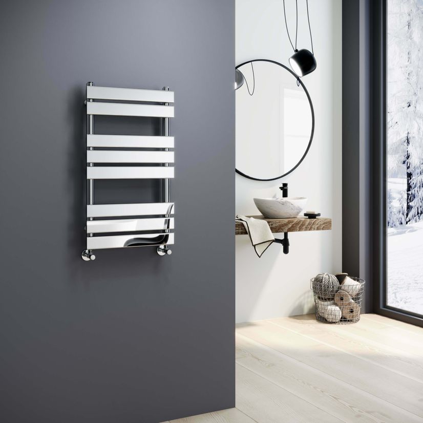 Santorini Chrome Flat Panel Heated Towel Rail 800x450mm