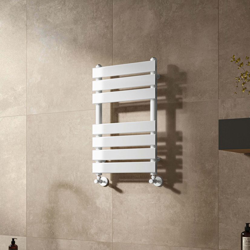 Santorini White Flat Panel Heated Towel Rail 650x400mm