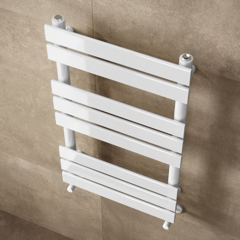 Santorini White Flat Panel Heated Towel Rail 800x450mm