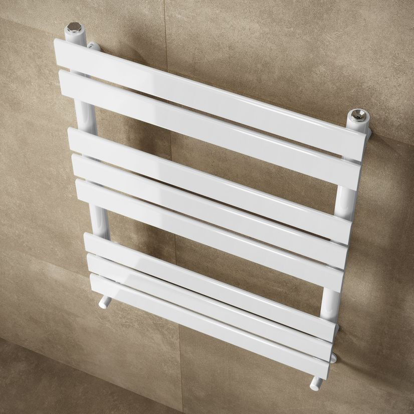 Santorini White Flat Panel Heated Towel Rail 800x600mm