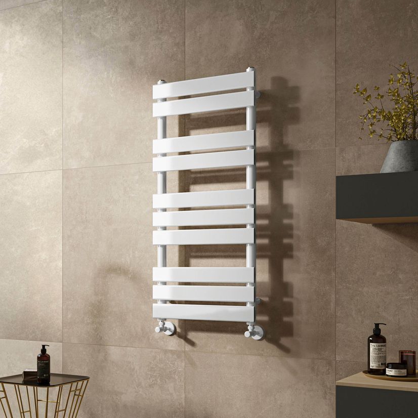 Santorini White Flat Panel Heated Towel Rail 1000x450mm