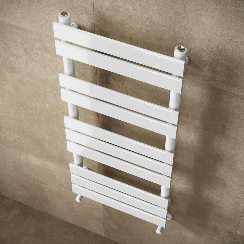 Santorini White Flat Panel Heated Towel Rail 1000x450mm