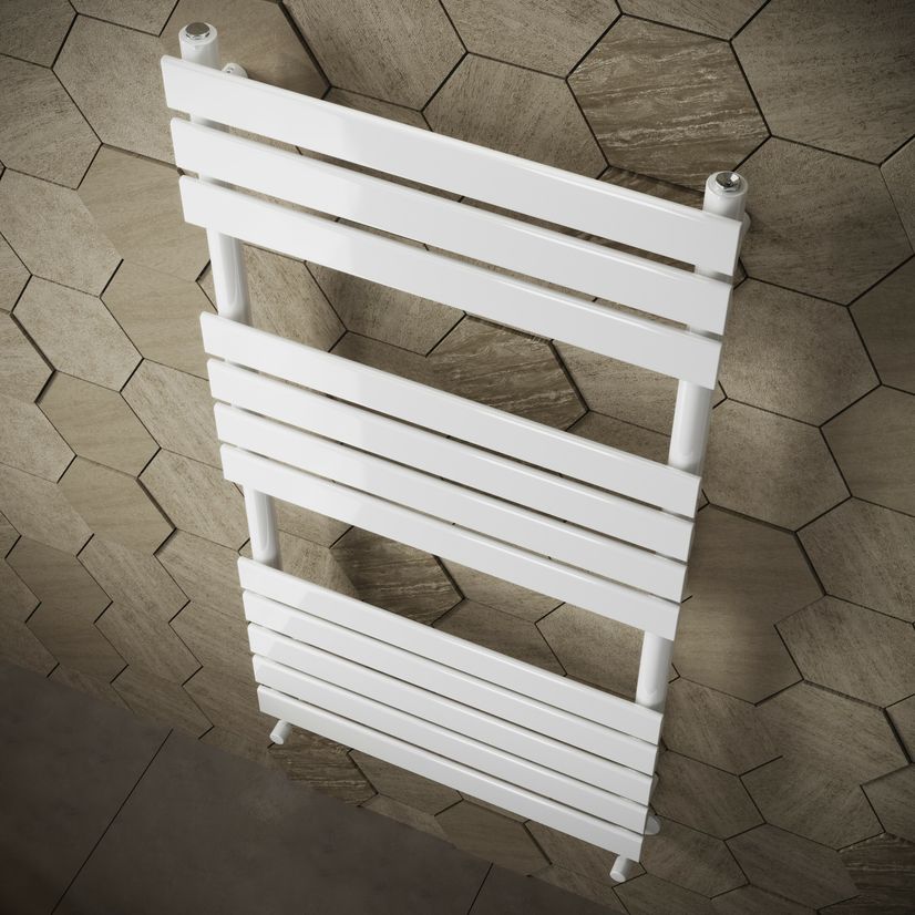 Santorini White Flat Panel Heated Towel Rail 1200x600mm