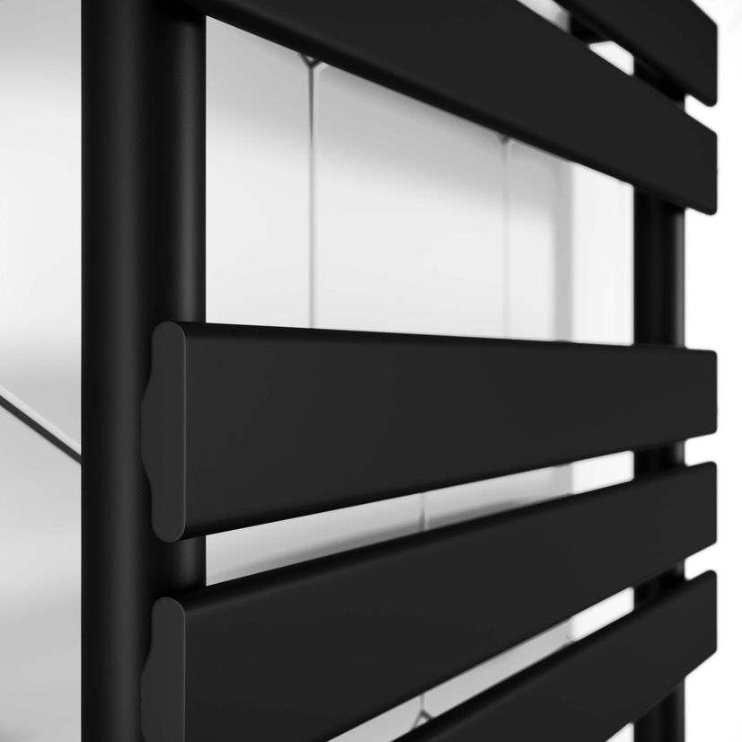 Santorini Matt Black Flat Panel Heated Towel Rail 1600x450mm