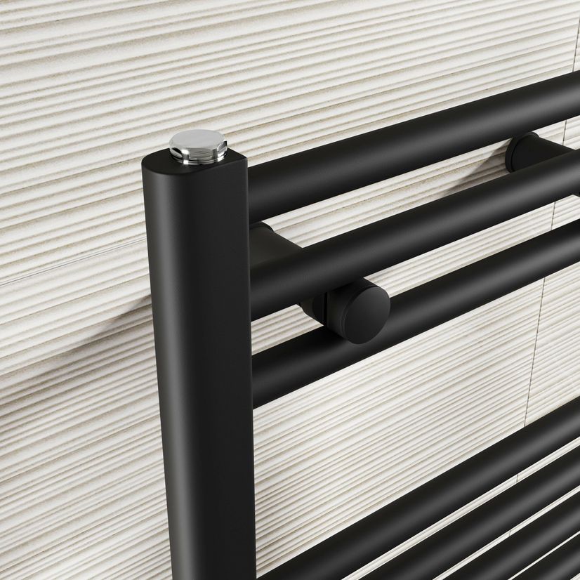 Naples Premium Matt Black Straight Heated Towel Rail 800x600mm
