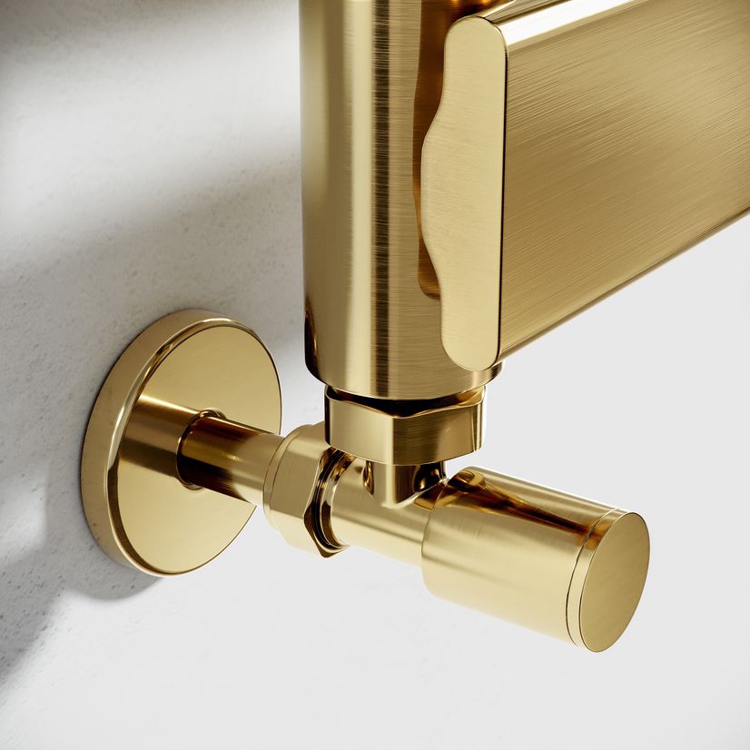 Santorini Brushed Brass Flat Panel Heated Towel Rail 650x400mm