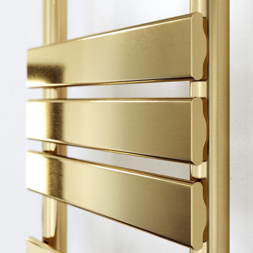 Santorini Brushed Brass Flat Panel Heated Towel Rail 800x450mm