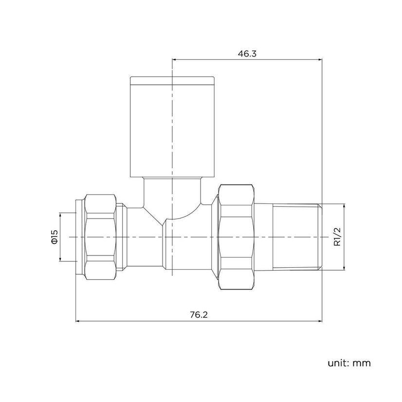 Matt Black Straight Manual Radiator Valves (Pair) Standard 15mm