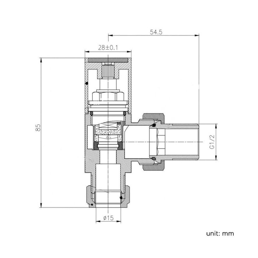 Anthracite Square Angled Manual Radiator Valves (Pair) Standard 15mm