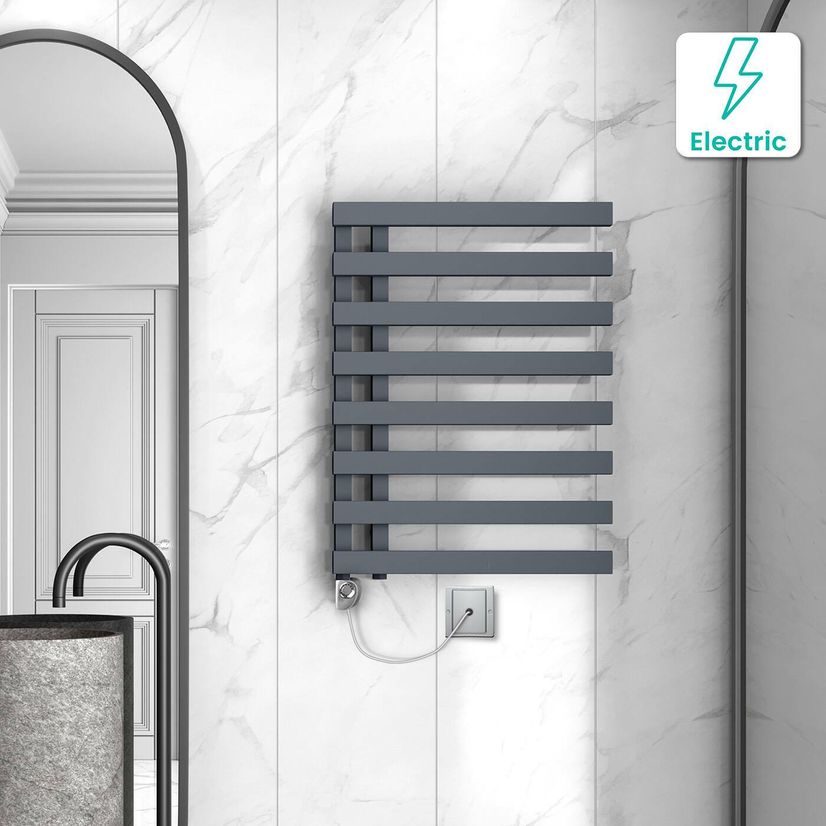 Palermo Electric Anthracite Designer Heated Towel Rail 800x600mm