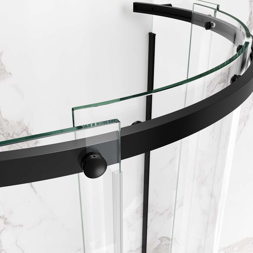 Stockholm Matt Black Easy Clean 8mm Frameless Quadrant Shower Enclosure 800x800mm