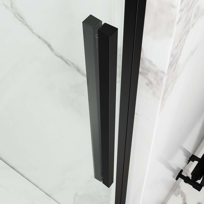 Stockholm Matt Black Easy Clean 8mm Frameless Sliding Shower Door 1100mm