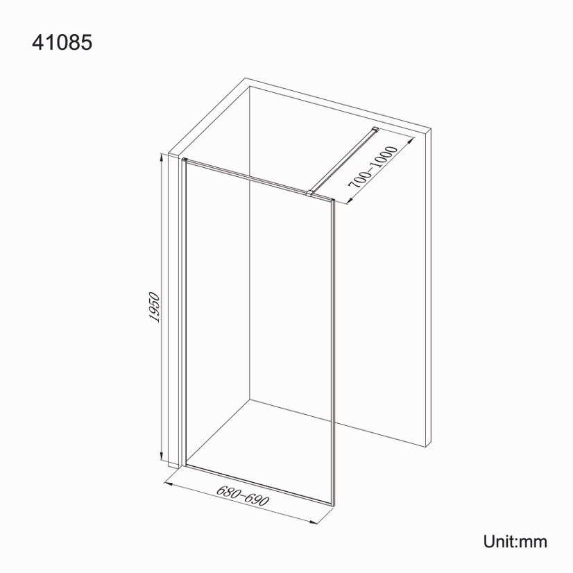 Munich Matt Black Framed Easy Clean 8mm Wet Room Shower Glass Panel 700mm
