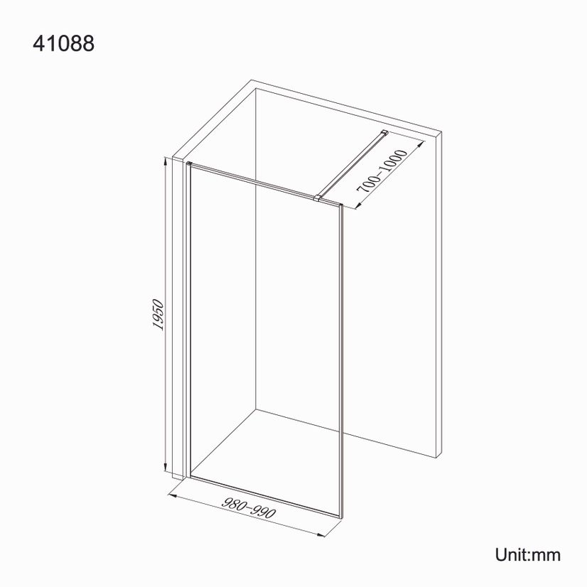 Munich Matt Black Framed Wet Room Easy Clean 8mm Shower Glass Panel 1000mm