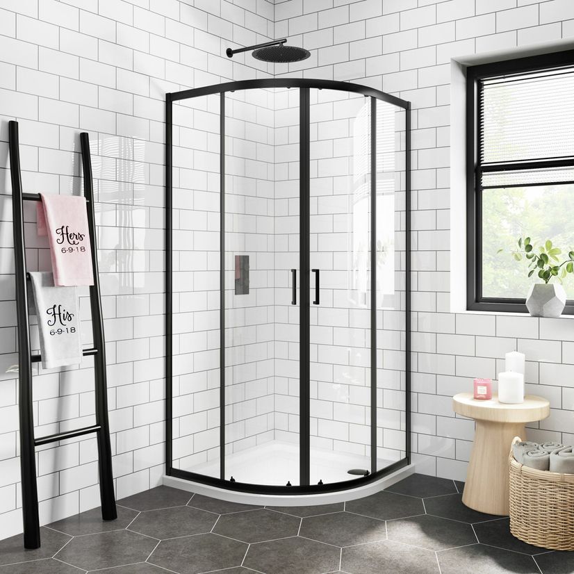 London Matt Black 6mm Quadrant Shower Enclosure 900x900mm