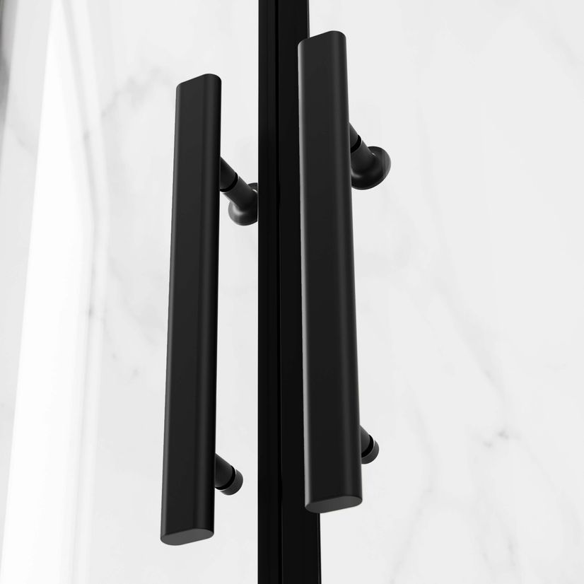 Hamburg Matt Black Easy Clean 8mm Quadrant Shower Enclosure 800x800mm - Easy Fix Feature